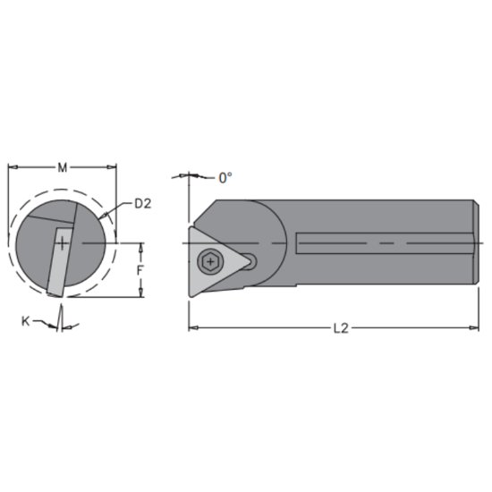 Picture of Everede Tool C06M STFCR-2 Triangle Boring Bar Dia0.3750 Positive 0.3750 9.53mm - 3/8Cutter Dia